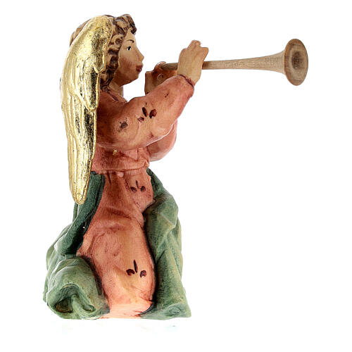 Engel mit Trompete Holzfigur für Matteo-Krippe Grödnertal, 12 cm 2