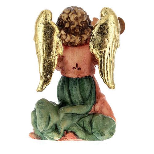 Engel mit Trompete Holzfigur für Matteo-Krippe Grödnertal, 12 cm 3