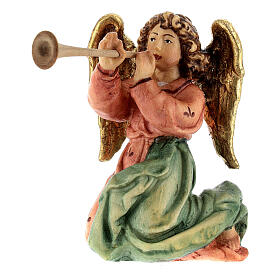 Angel with trumpet Val Gardena wood "Matthew" Nativity Scene 12 cm