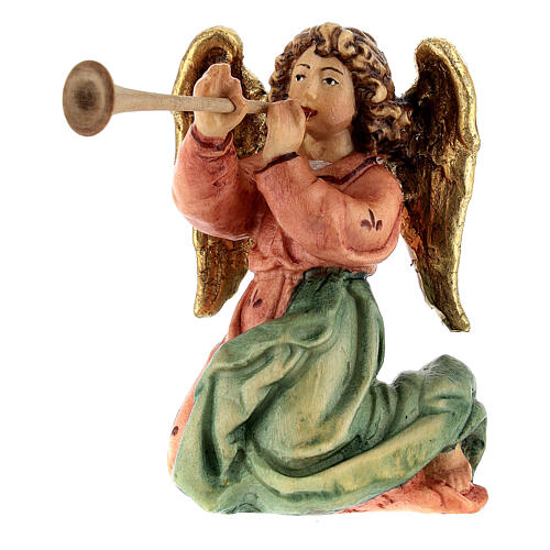 Angel with trumpet Val Gardena wood "Matthew" Nativity Scene 12 cm 1