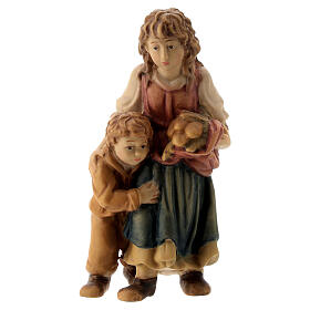 Pastorinha com menino figura de madeira para presépio Val Gardena modelo Matteo com personagens altura média 12 cm