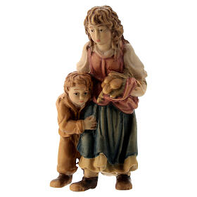 Pastorinha com menino figura de madeira para presépio Val Gardena modelo Matteo com personagens altura média 12 cm