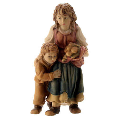 Pastorinha com menino figura de madeira para presépio Val Gardena modelo Matteo com personagens altura média 12 cm 1