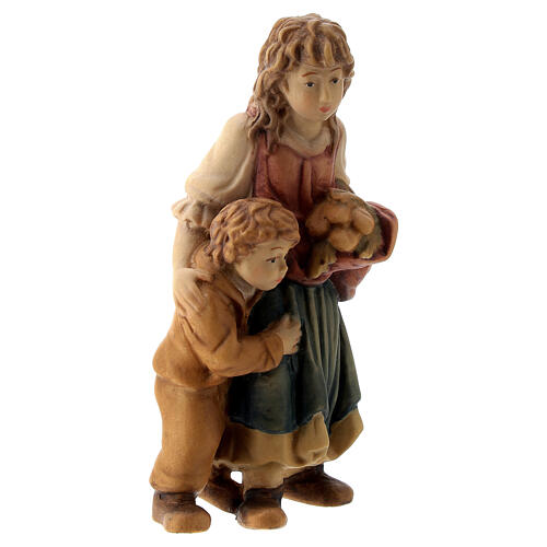 Pastorinha com menino figura de madeira para presépio Val Gardena modelo Matteo com personagens altura média 12 cm 3