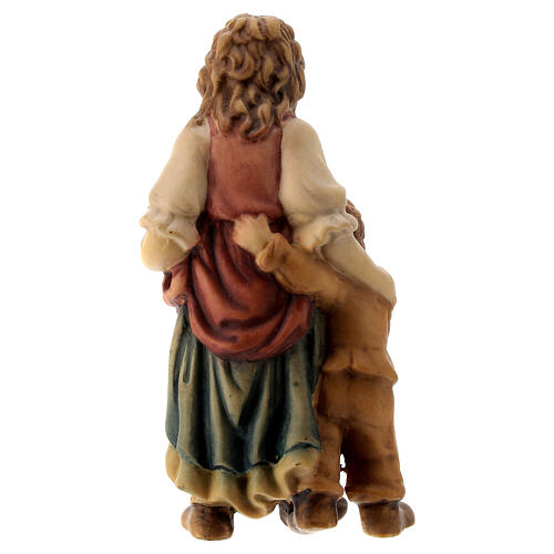 Pastorinha com menino figura de madeira para presépio Val Gardena modelo Matteo com personagens altura média 12 cm 4