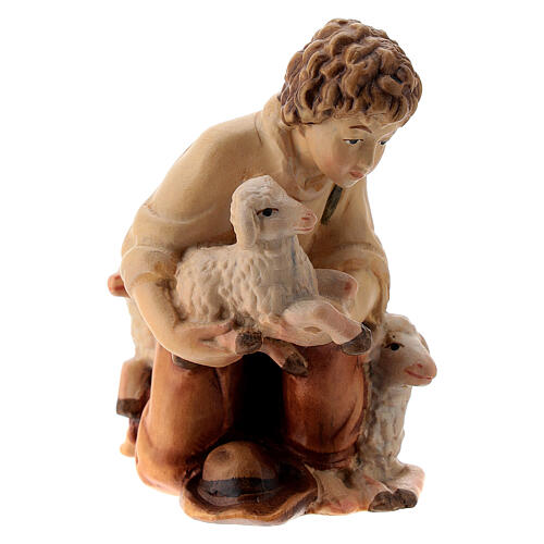 Shepherd with lambs Nativity scene 12 cm wood Val Gardena 3