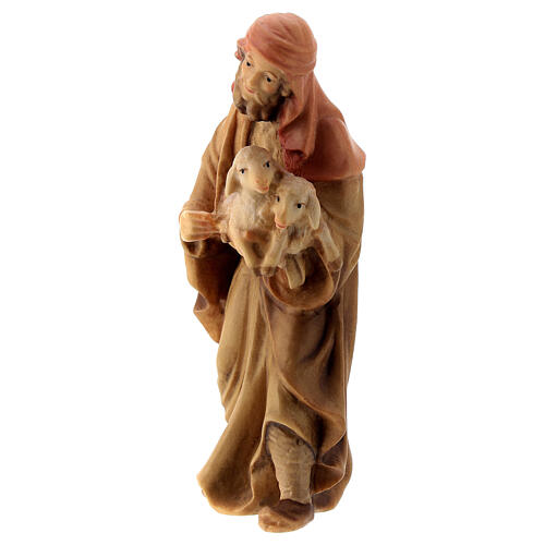 Pastor com cordeiros figura de madeira para presépio Val Gardena modelo Matteo com personagens altura média 12 cm 2