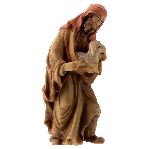 Pastor com cordeiros figura de madeira para presépio Val Gardena modelo Matteo com personagens altura média 12 cm 3