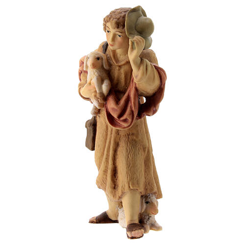 Shepherd with lambin his arms "Matthew" Nativity Scene 12 cm Val Gardena wood 2