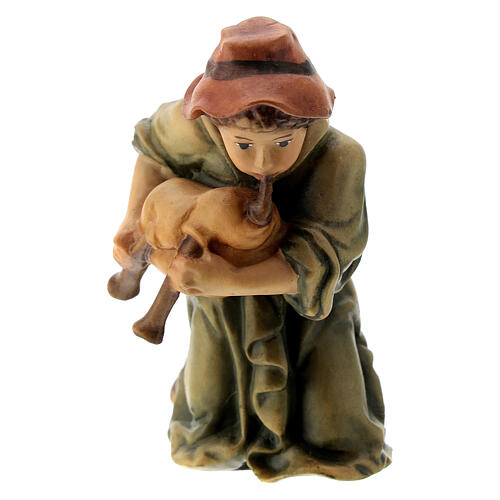 Musiker mit Dudelsack Holzfigur für Matteo-Krippe Grödnertal, 12 cm 1