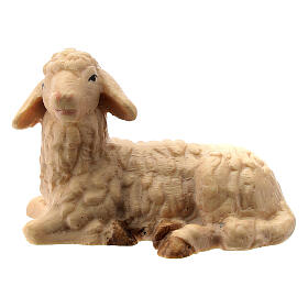 Mouton assis tête vers gauche crèche Mathieu 12 cm Val Gardena