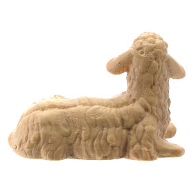 Mouton assis tête vers gauche crèche Mathieu 12 cm Val Gardena