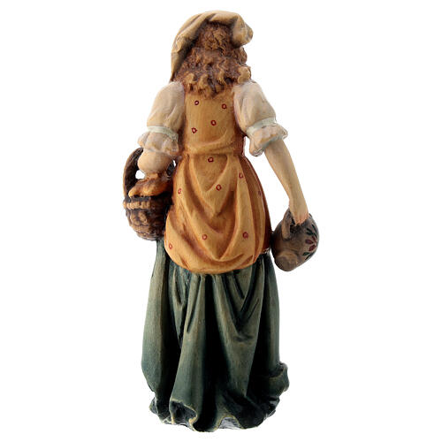 Shepherdess with basket Nativity scene 12 cm wood Val Gardena 4