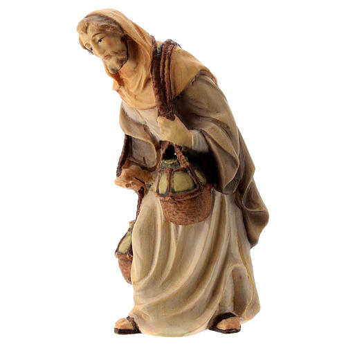 Pastor com garrafões figura de madeira para presépio Val Gardena modelo Matteo com personagens altura média 12 cm 2