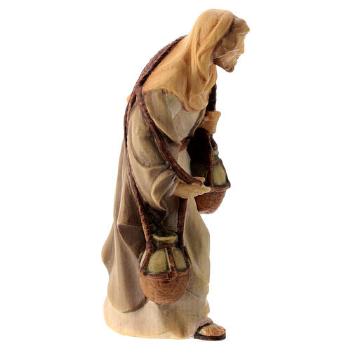 Pastor com garrafões figura de madeira para presépio Val Gardena modelo Matteo com personagens altura média 12 cm 3