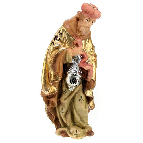 Rei Mago com incenso figura de madeira para presépio Val Gardena modelo Matteo com personagens altura média 12 cm 1