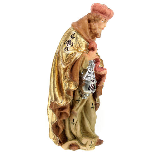 Rei Mago com incenso figura de madeira para presépio Val Gardena modelo Matteo com personagens altura média 12 cm 3