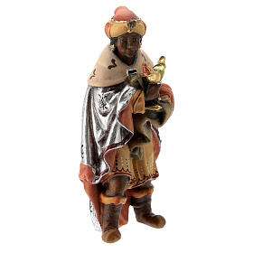 Rei Mago africano com mirra figura de madeira para presépio Val Gardena modelo Matteo com personagens altura média 12 cm