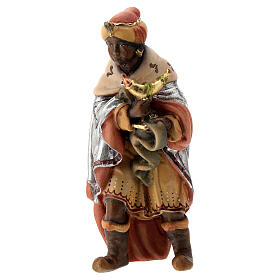 Rei Mago africano com mirra figura de madeira para presépio Val Gardena modelo Matteo com personagens altura média 12 cm