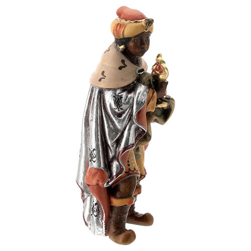 Rei Mago africano com mirra figura de madeira para presépio Val Gardena modelo Matteo com personagens altura média 12 cm 3