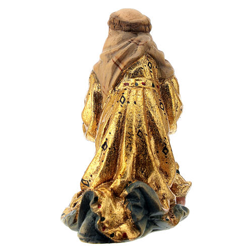Rei Mago ajoelhado com ouro figura de madeira para presépio Val Gardena modelo Matteo com personagens altura média 12 cm 4