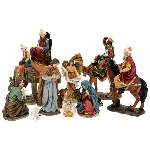 Complete nativity scene set 11 characters in resin 30 cm 1