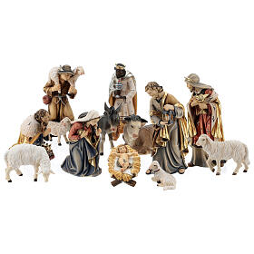 Nativity Kostner 12 cm colored set 12 pcs in Val Gardena wood