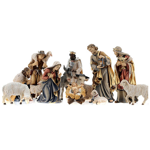 Nativity Kostner 12 cm colored set 12 pcs in Val Gardena wood 3