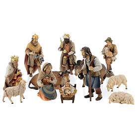 Original Pastore Nativity Scene set of 12 figurines 12 cm average height painted wood of Val Gardena