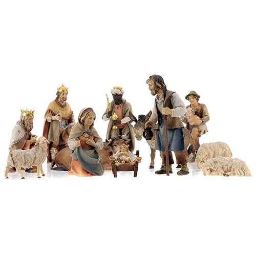 Original Pastore Nativity Scene set of 12 figurines 12 cm average height painted wood of Val Gardena 4