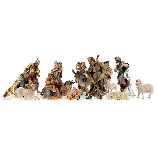 Nativity scene set Original Ulrich 14 pcs painted 12 cm Valgardena wood 4