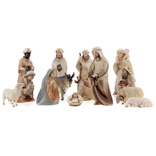 Original Cometa Nativity Scene set of 14 figurines 12 cm average height painted wood of Val Gardena 4