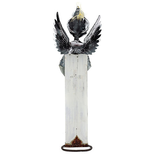 Weißer Engel mit Trompete aus Metall fűr Weihnachtskrippe, 60 cm 4