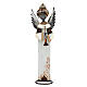Anjo branco estilizado com trombeta madeira e metal para presépio com figuras altura média 60 cm s1