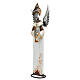 Anjo branco estilizado com trombeta madeira e metal para presépio com figuras altura média 60 cm s2