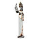 Anjo branco estilizado com trombeta madeira e metal para presépio com figuras altura média 60 cm s3