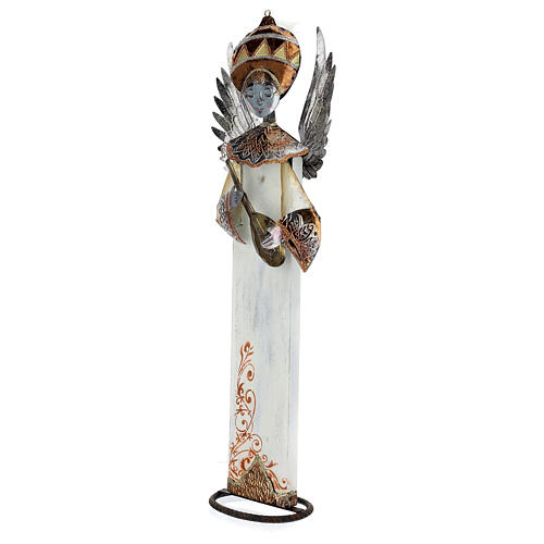 White metal angel with mandolin for Nativity scene 60 cm 2