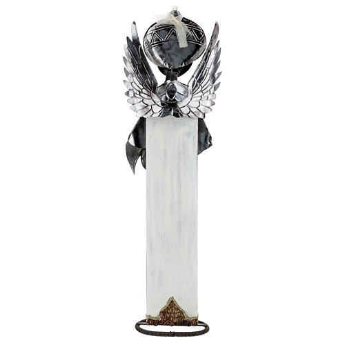 White metal angel with mandolin for Nativity scene 60 cm 4