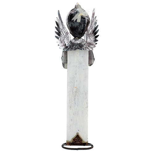 Weißer Engel mit Harfe aus Metall fűr Weihnachtskrippe, 60 cm 4