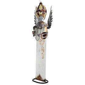 White metal angel with harp for Nativity scene 60 cm
