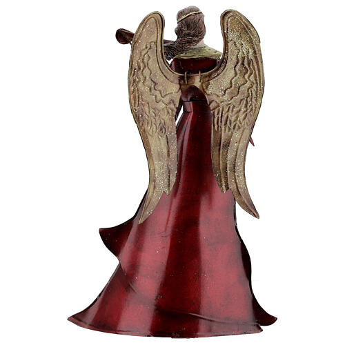 Ange harpe rouge crèche métal 30 cm 4