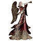 Red metal angel for Nativity scenes 34 cm trumpet s1