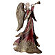 Red metal angel for Nativity scenes 34 cm trumpet s2