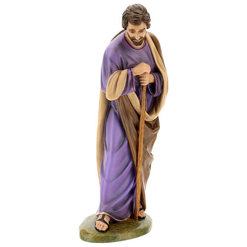 Fibreglass statue of Saint Joseph with crystal eyes, painted for Landi's outdoor Nativity Scene of 100 cm 3