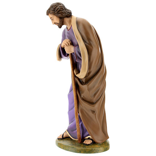 Fibreglass statue of Saint Joseph with crystal eyes, painted for Landi's outdoor Nativity Scene of 100 cm 5