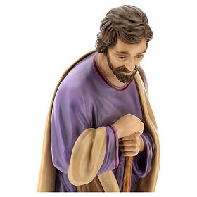 Fiberglass Saint Joseph statue with crystal eyes, painted for outdoor Nativity Scene of 100 cm by Landi
