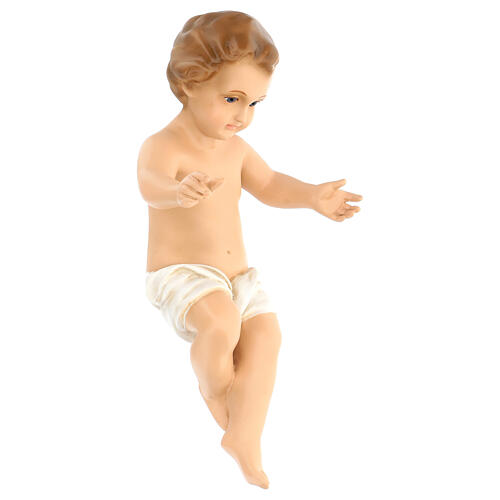 Fiberglass Baby Jesus statue with crystal eyes, painted for outdoor Nativity Scene of 100 cm by Landi 6