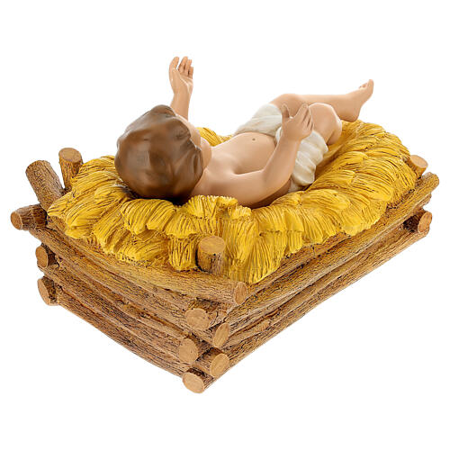 Statue of Baby Jesus with his crib, painted fibreglass, for Landi's outdoor Nativity Scene of 100 cm 7