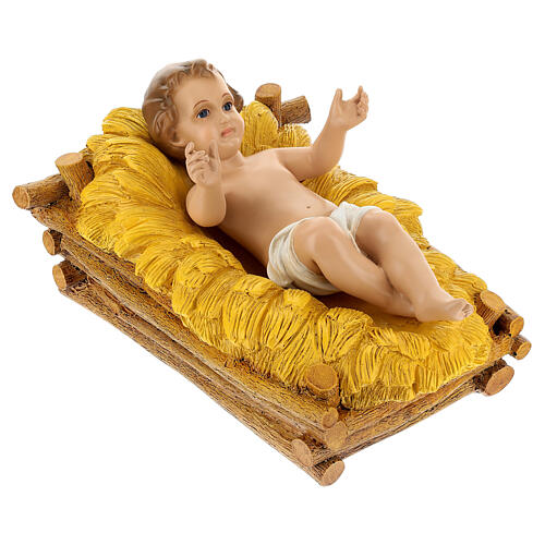 Statue of Baby Jesus in his manger, fiberglass, for outdoor Nativity Scene of 100 cm by Landi 5