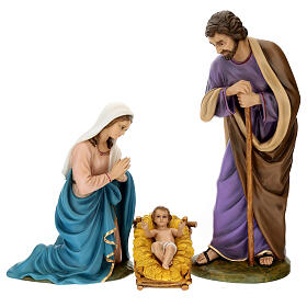 Holy Family statues, set of 3, fibreglass with crystal eyes, painted for outdoor, Landi's Nativity Scene of 100 cm
